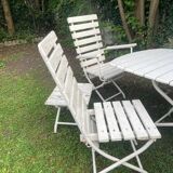 Complete garden furniture set in wood and metal