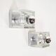 Set (2) of metal and ice glass 'cube' wall lights, Germany 1970s