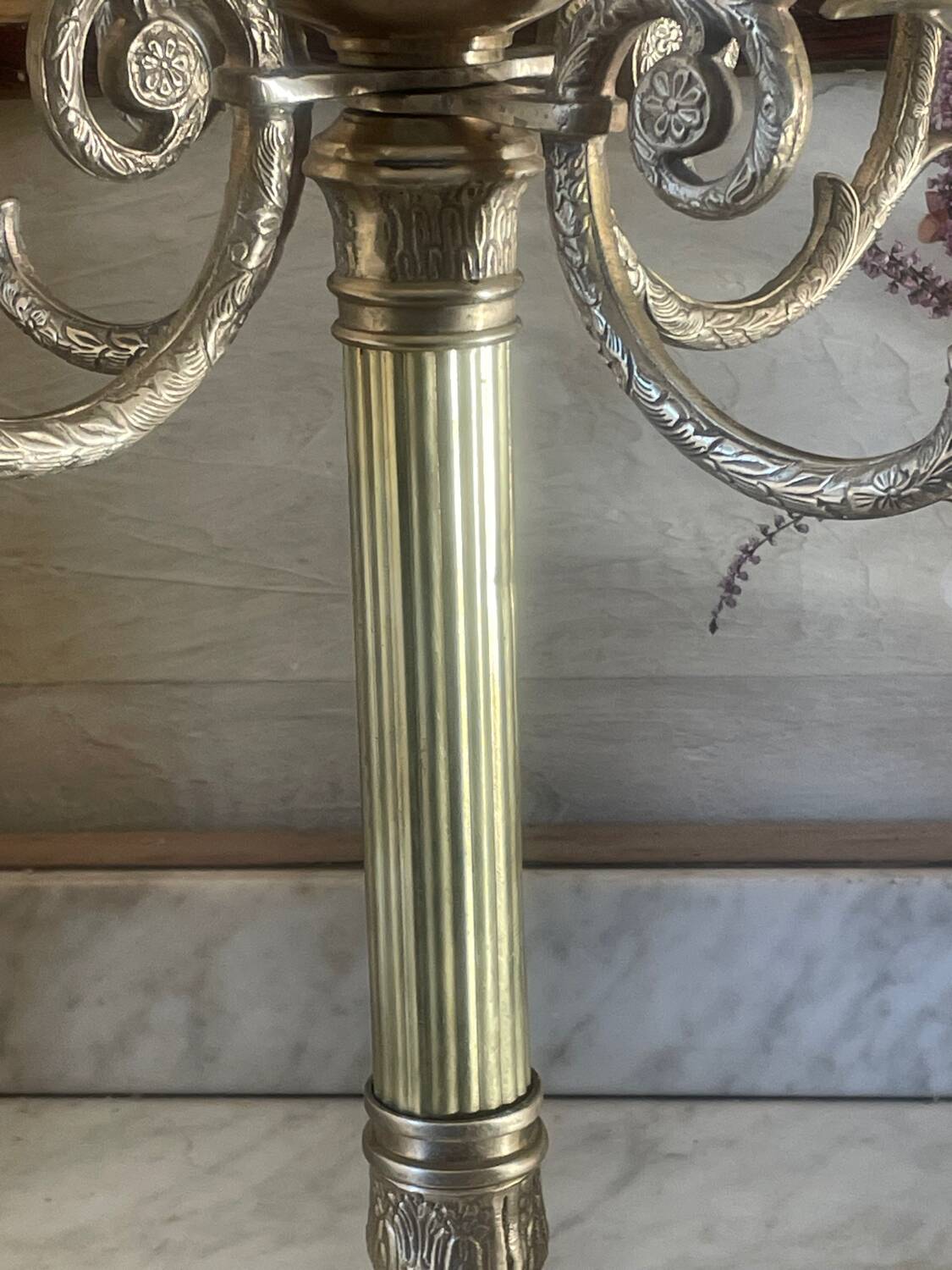Bronze and brass chandelier, 56cm