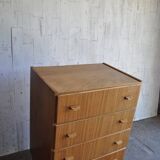 Brown Scandinavian chest of drawers in plywood, 4 drawers, Mid-Century style (1960s)
