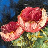 Old oil painting on canvas cactus signed Claudel
