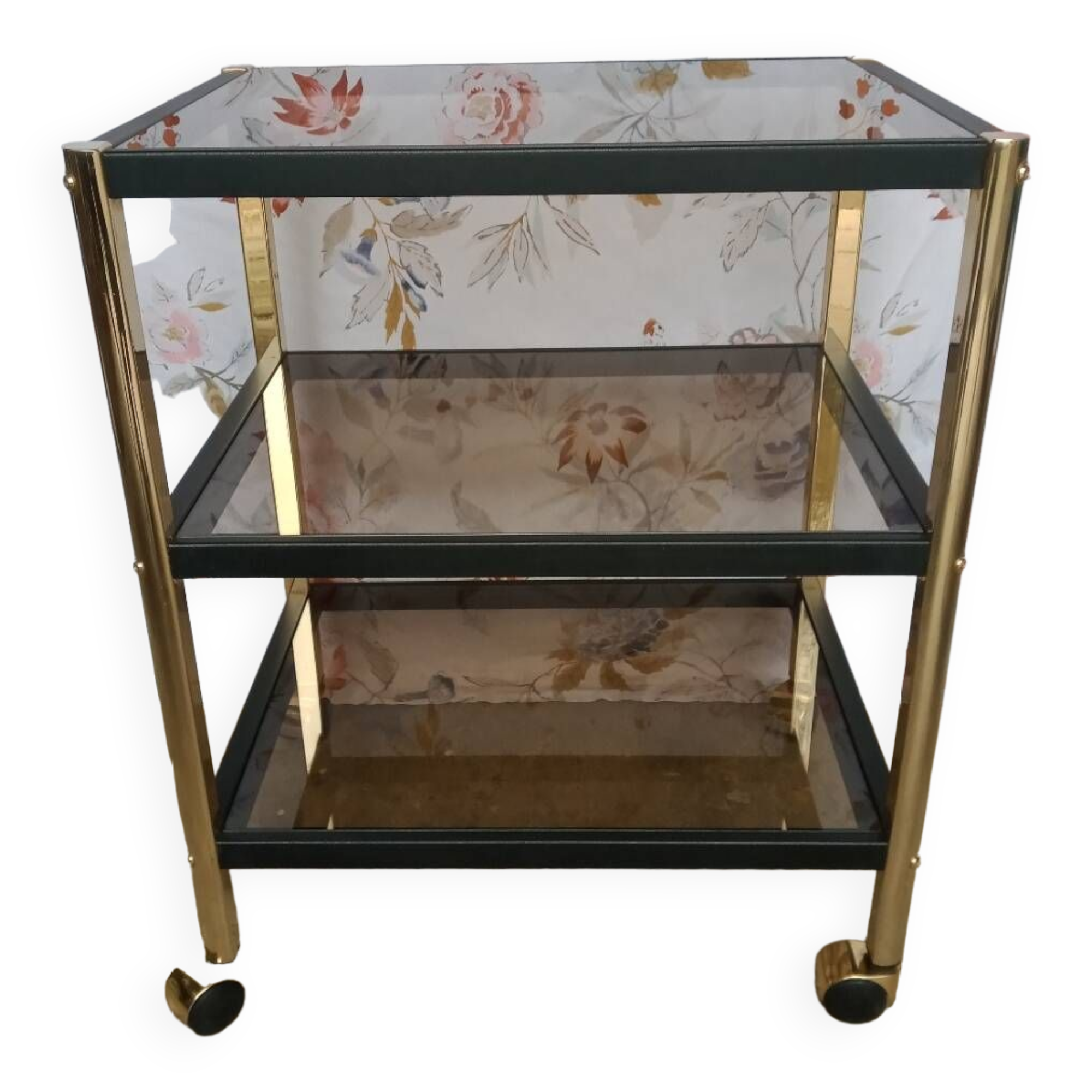 Metal and smoked glass trolley erard (france)