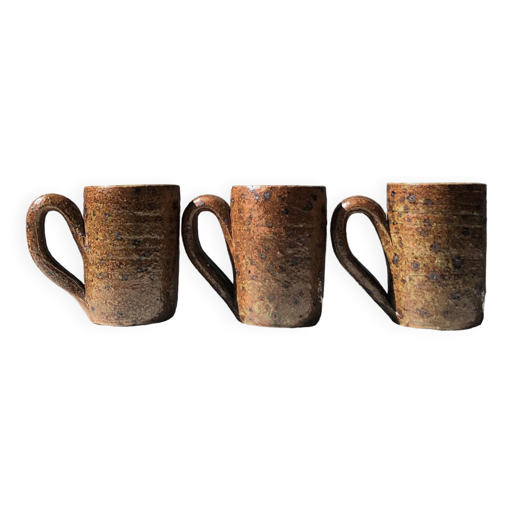 Lot de 3 mugs/tasses en grès pyrité
