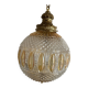 Large two-tone pressed glass ball pendant light