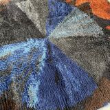 Tapis abstrait scandinave multicolore à poils hauts Rya, Suède, années 1960