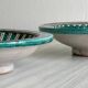 2 antique handmade ceramic dishes, colorful plates