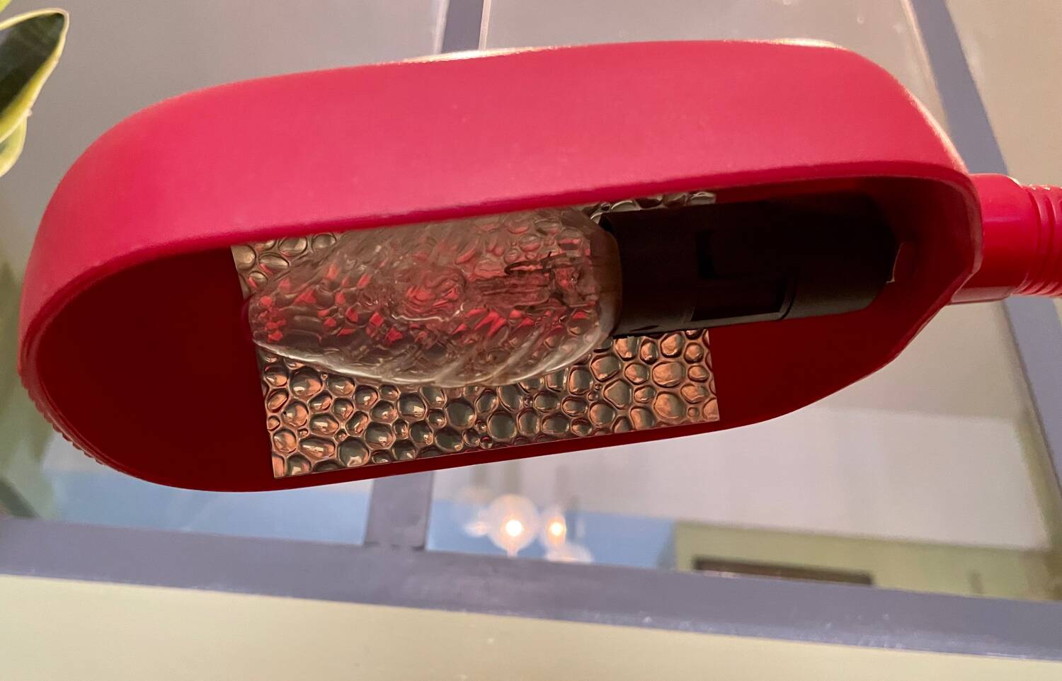 Vintage red articulated desk lamp