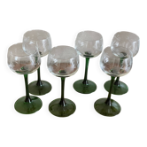 6 verres  à pied décor grappe de raisin