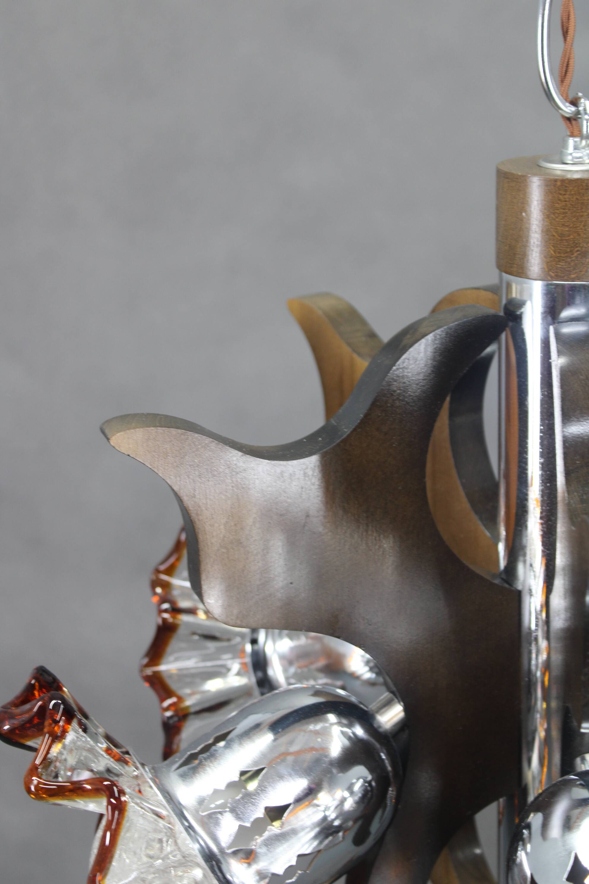 1970s Chandelier with Murano Glass Shades,Italy