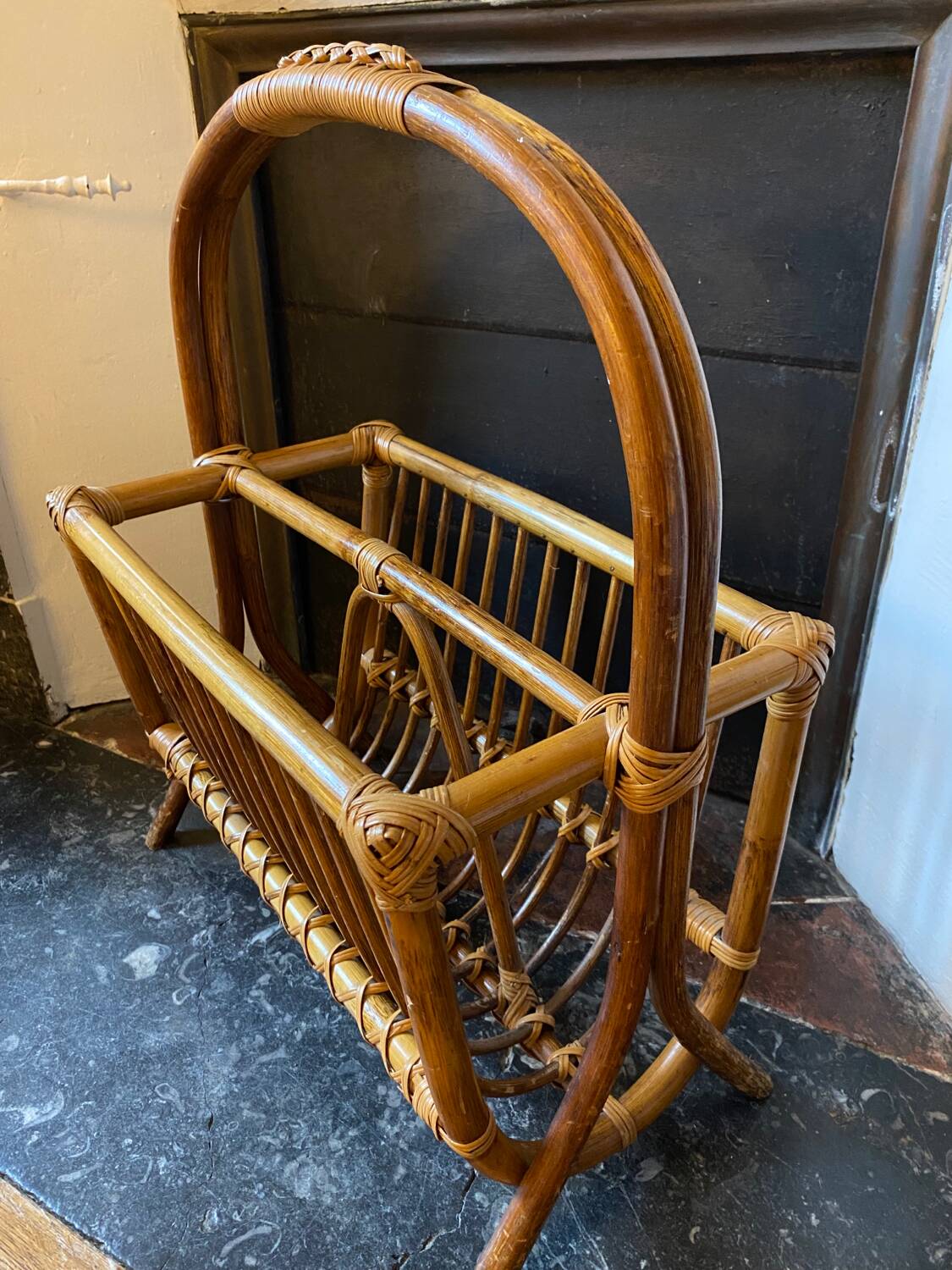 Bamboo magazine rack, 1960s