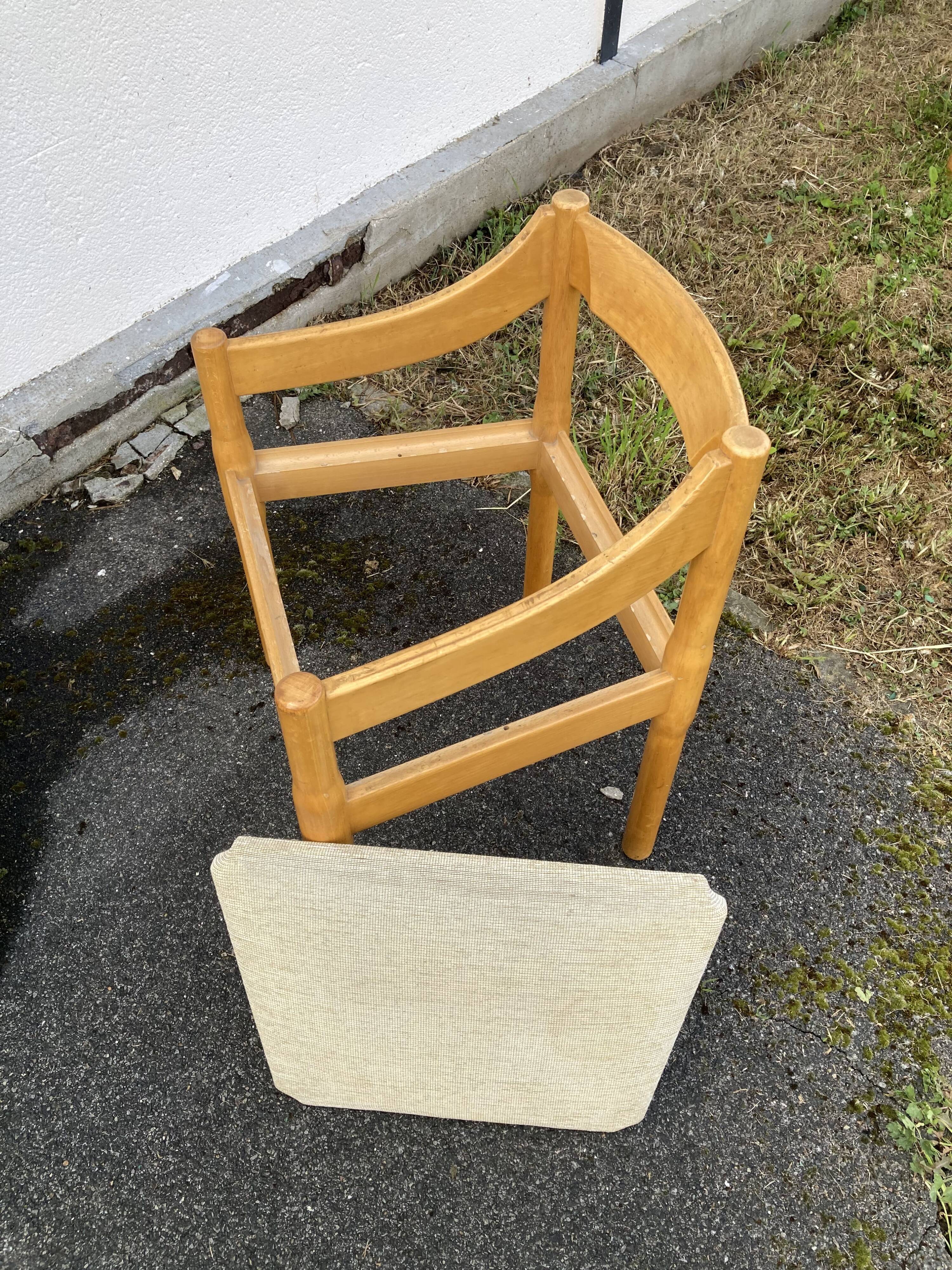 Six Carimate Cassina armchairs 1960's by Vico Magistretti