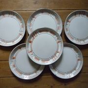 Dessert plates Niderviller 1960 sandstone enamelled, model Maille