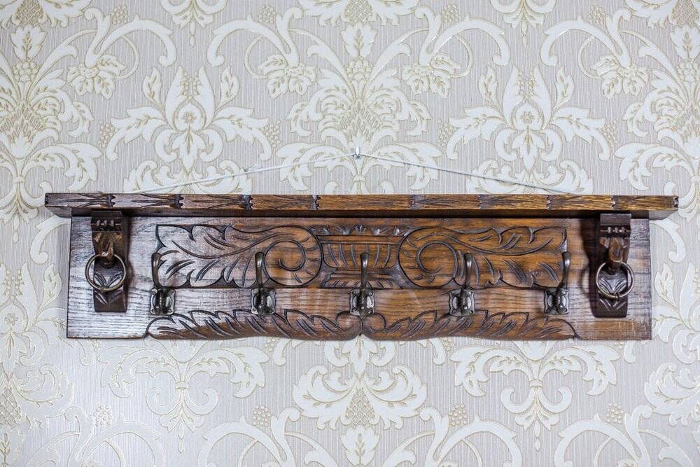 Antique Oak Coat Rack, 1890s