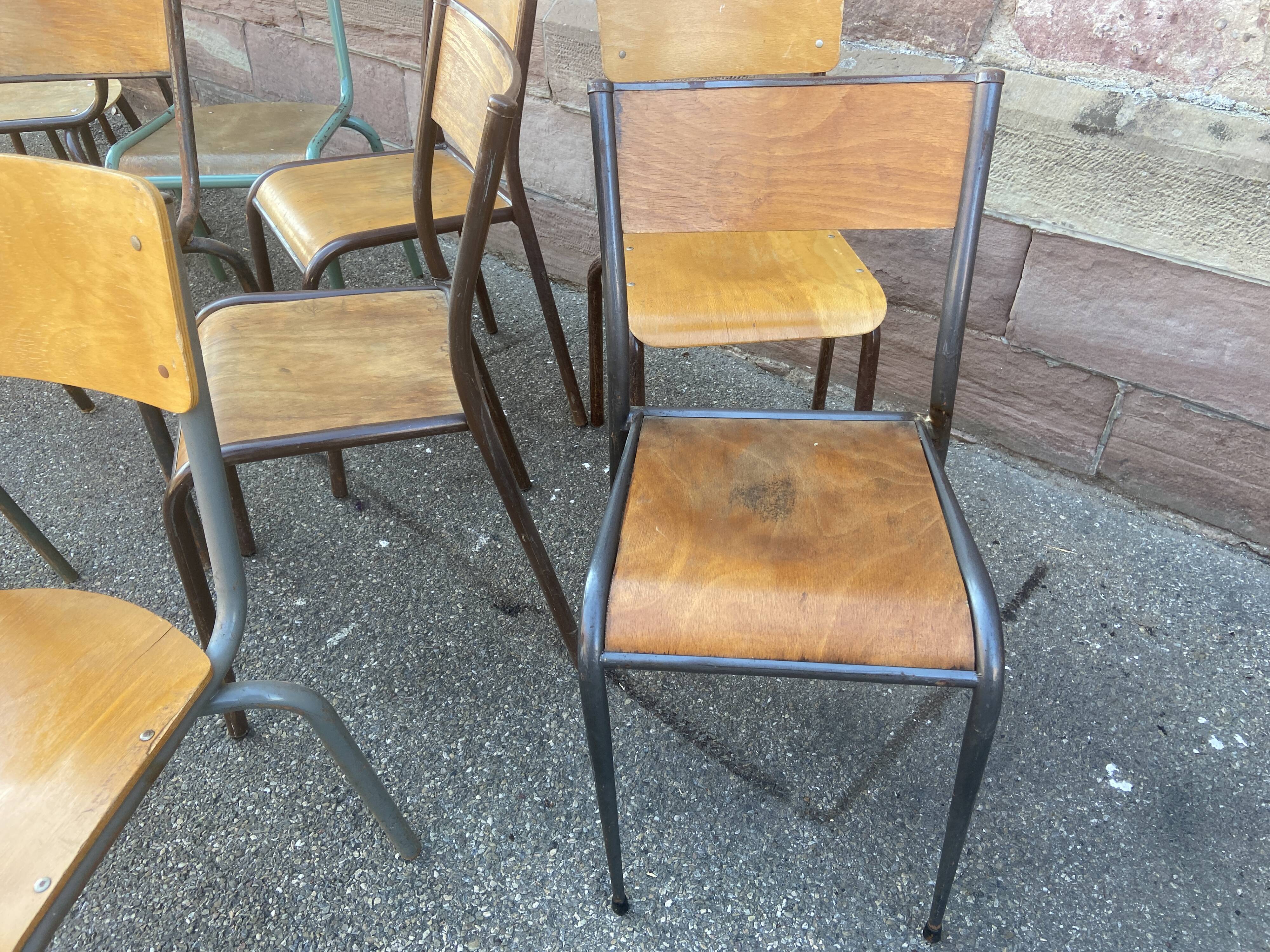 Lot de 15 chaises d'école mullca delagrave dépareillées vintage