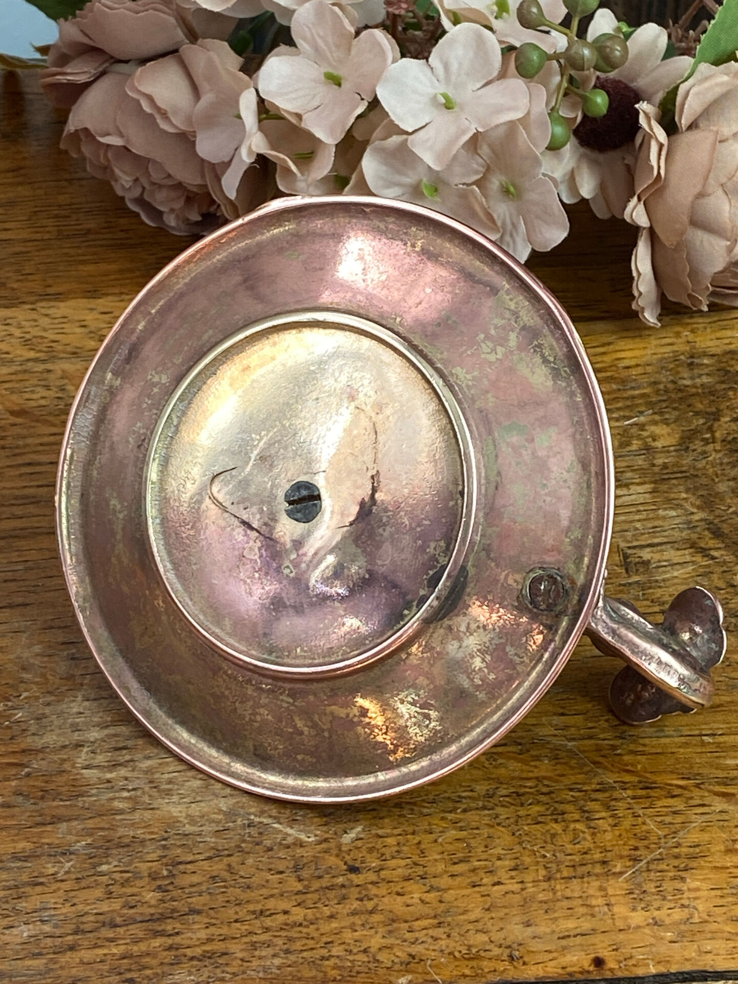 Hand candle holder, butterfly decoration, solid brass