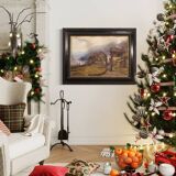 Tableau signé paysage huile sur carton du 19ème siècle