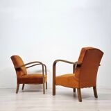 Paire de fauteuils incurvée Art Déco