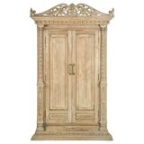 Ancienne porte indienne à deux battants en bois massif sculpté