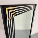 Grand miroir vintage année 70 design DEKNUDT décor géométrique bois