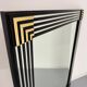 Large vintage mirror from the 1970s, DEKNUDT design, geometric wood decor