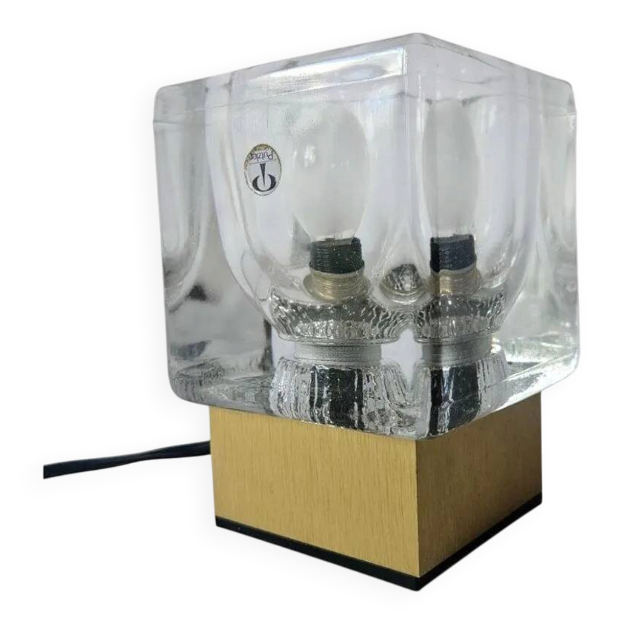 Midcentury Rare Ice Cube Glass Table Lamp, Peill & Putzler, Germany, 1970s