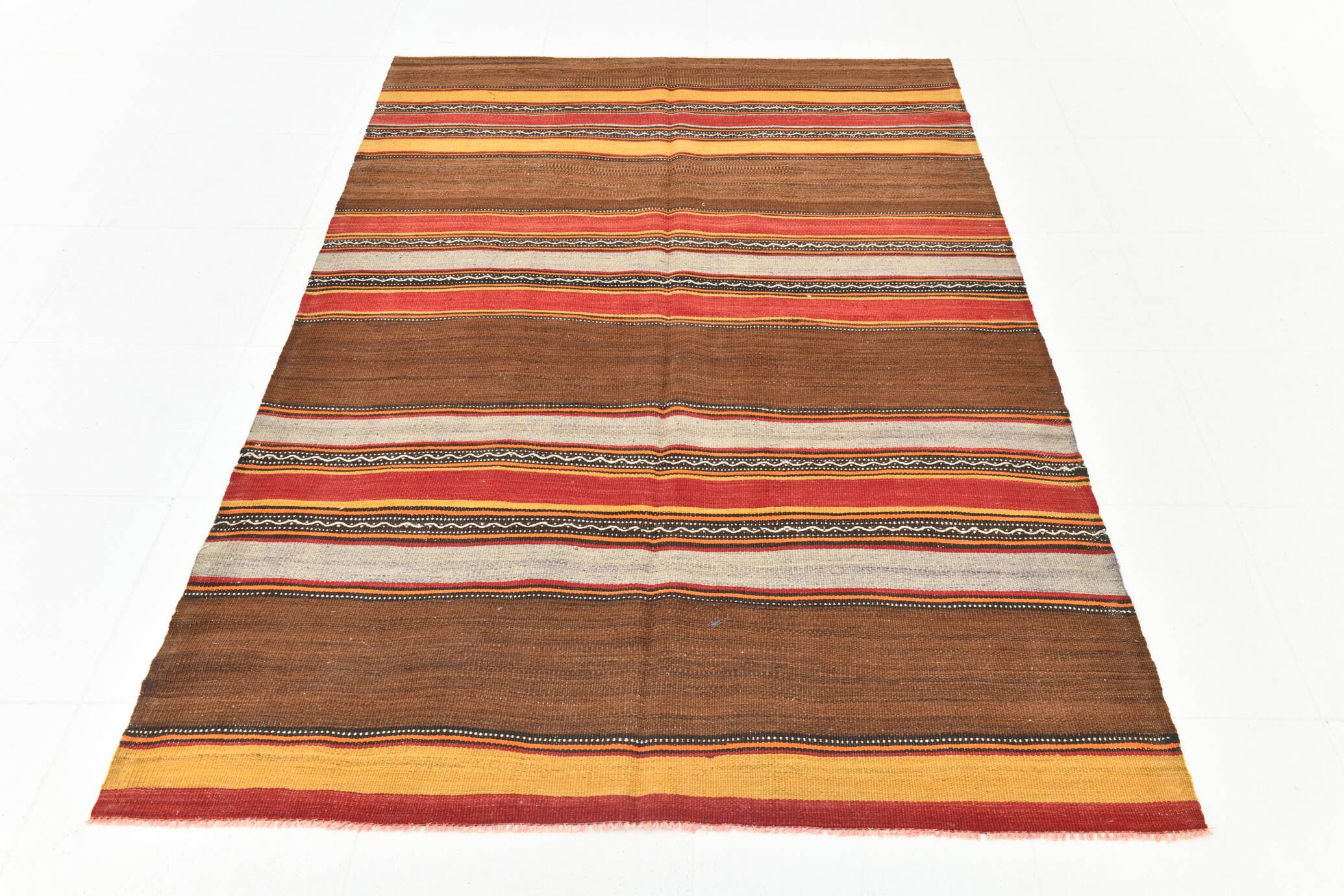 4x7 Handmade Red Anatolian Vintage Rug, 135x219Cm