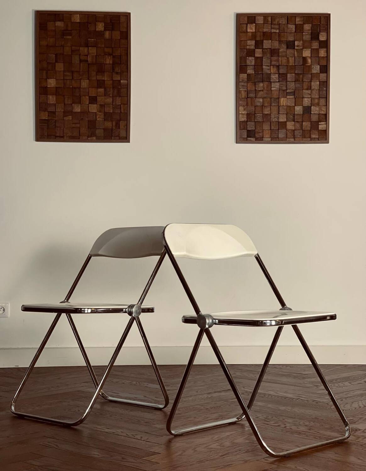 Ensemble de 2 chaises Plia par Giancarlo Piretti pour Castelli vintage