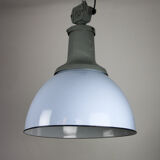 Vintage light blue enamel industrial factory pendant light from ElKo, 1960s