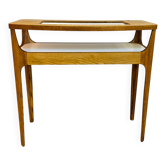 Petite console contemporaine en bois teinté noyer
