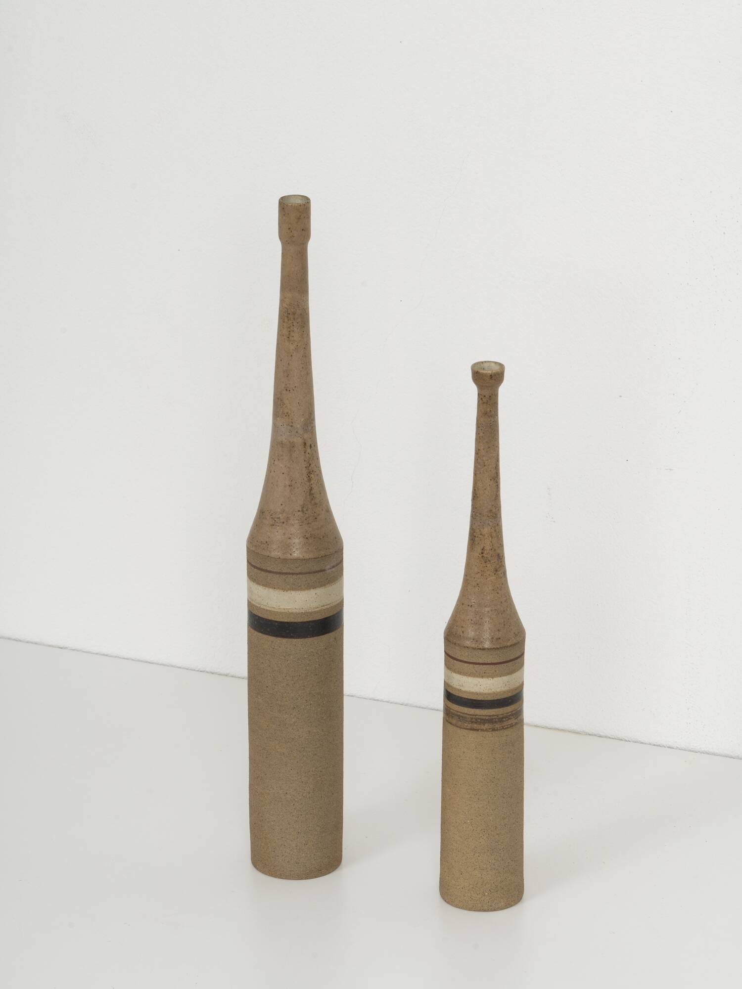 Bruno Gambone, pair of XL ceramic bottles, Italy 1970s