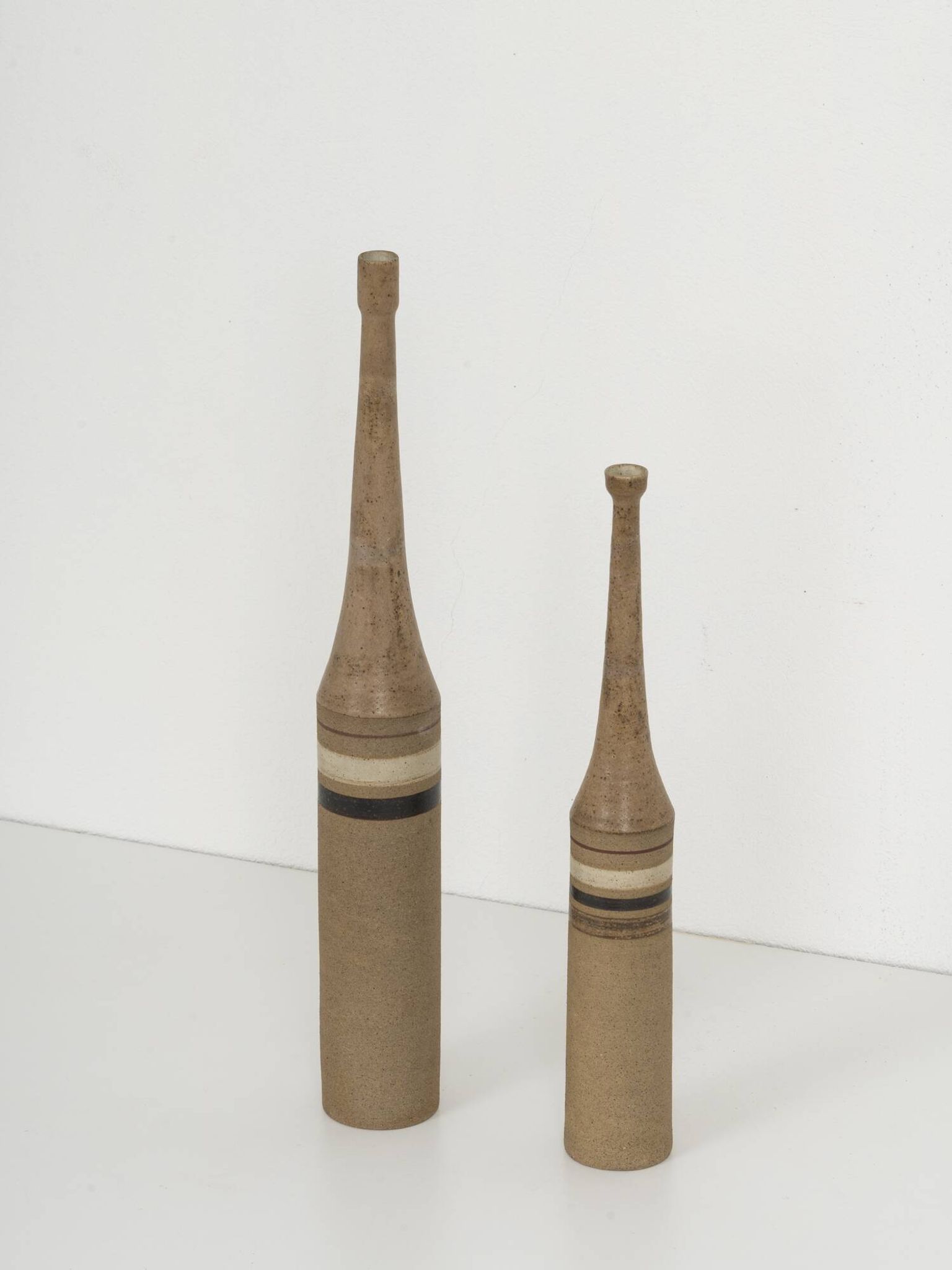 Bruno Gambone, pair of XL ceramic bottles, Italy 1970s