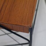 Pair of hanging bedside tables in teak and metal, 1960