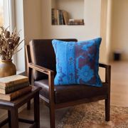 Coussin en laine turque vintage à médaillon, coussin de tapis noué à la main
