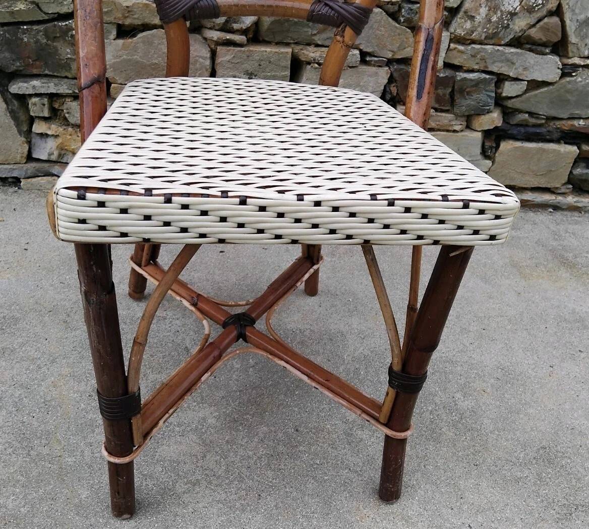 Pair of Vintage Wooden and Woven Plastic Bistro Chairs