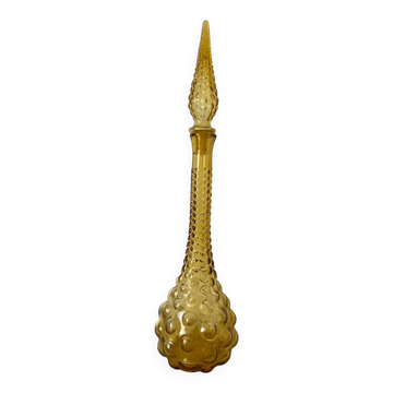 Carafe italienne Empoli verre ambre bulles , 1970