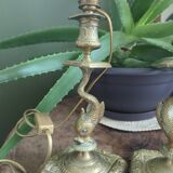 Gilded bronze dolphin lamp