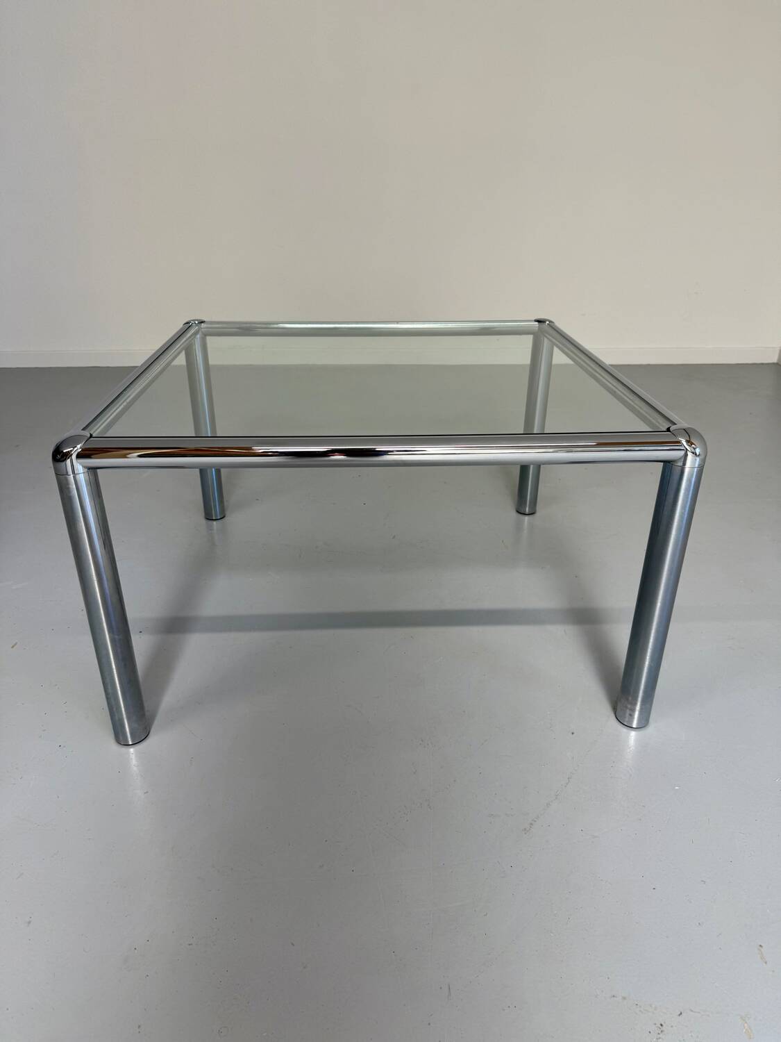 Antique glass and metal coffee table, Italian design from the 70s, vintage