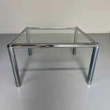 Antique glass and metal coffee table, Italian design from the 70s, vintage