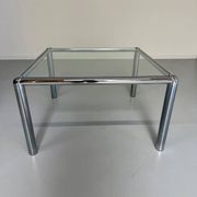 Antique glass and metal coffee table, Italian design from the 70s, vintage