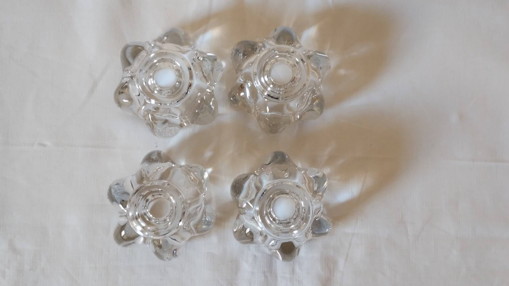 Set of 4 crystal candle holders