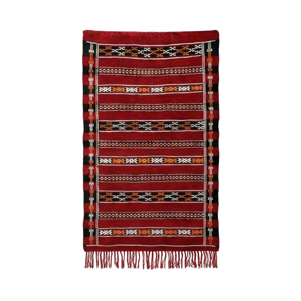 Red ethnic kilim rug, Morocco