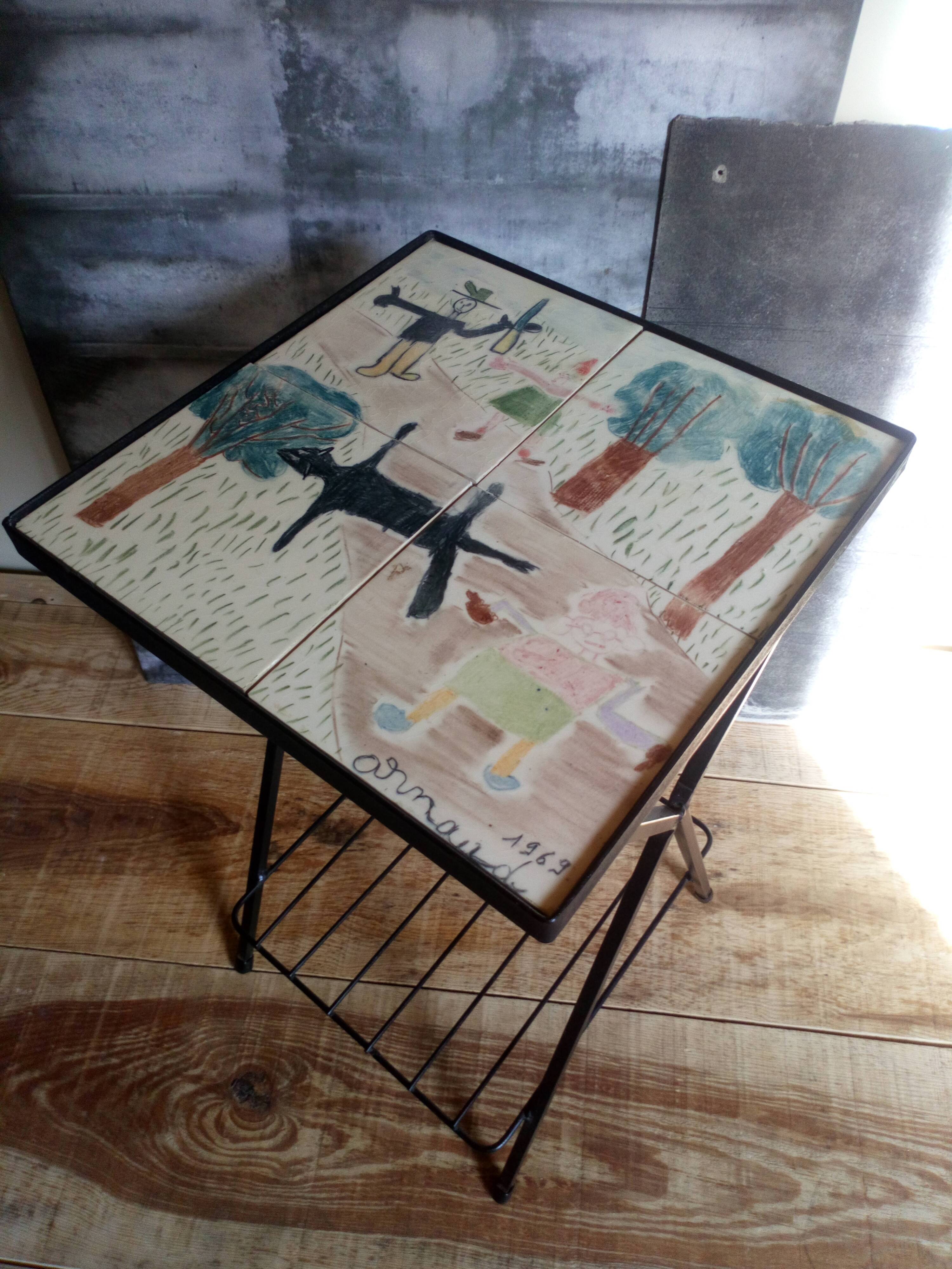 50s metal side table