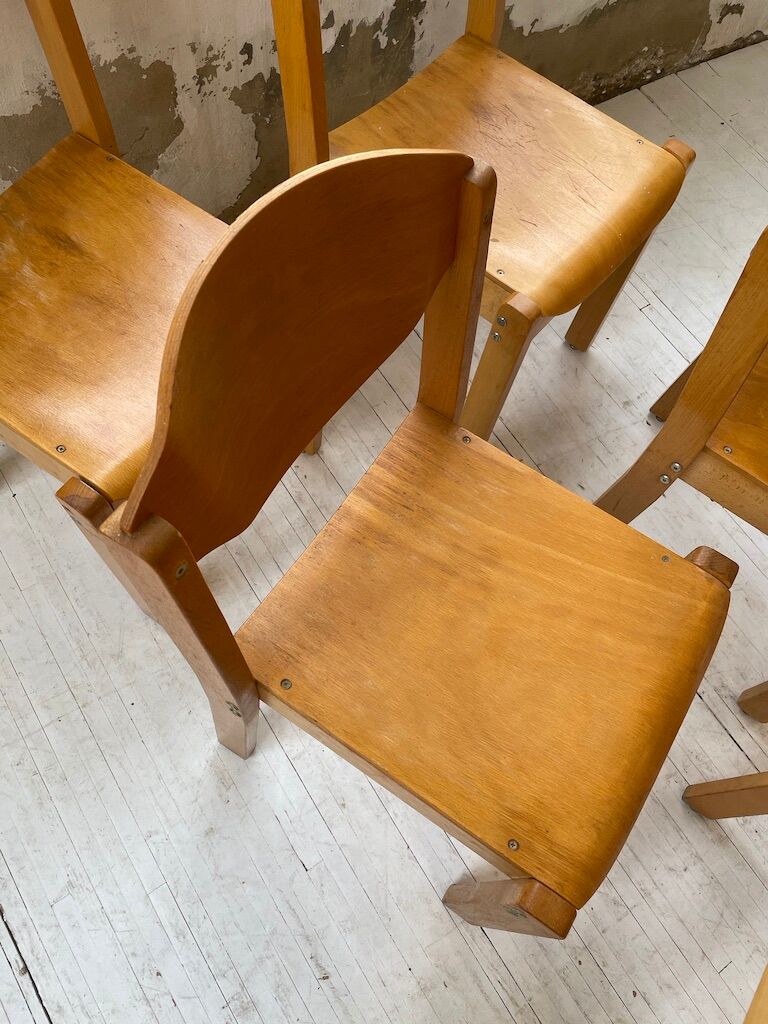 12 80s beech chairs