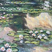 Oil painting on canvas water lilies nymlies signed chazap years 40-50