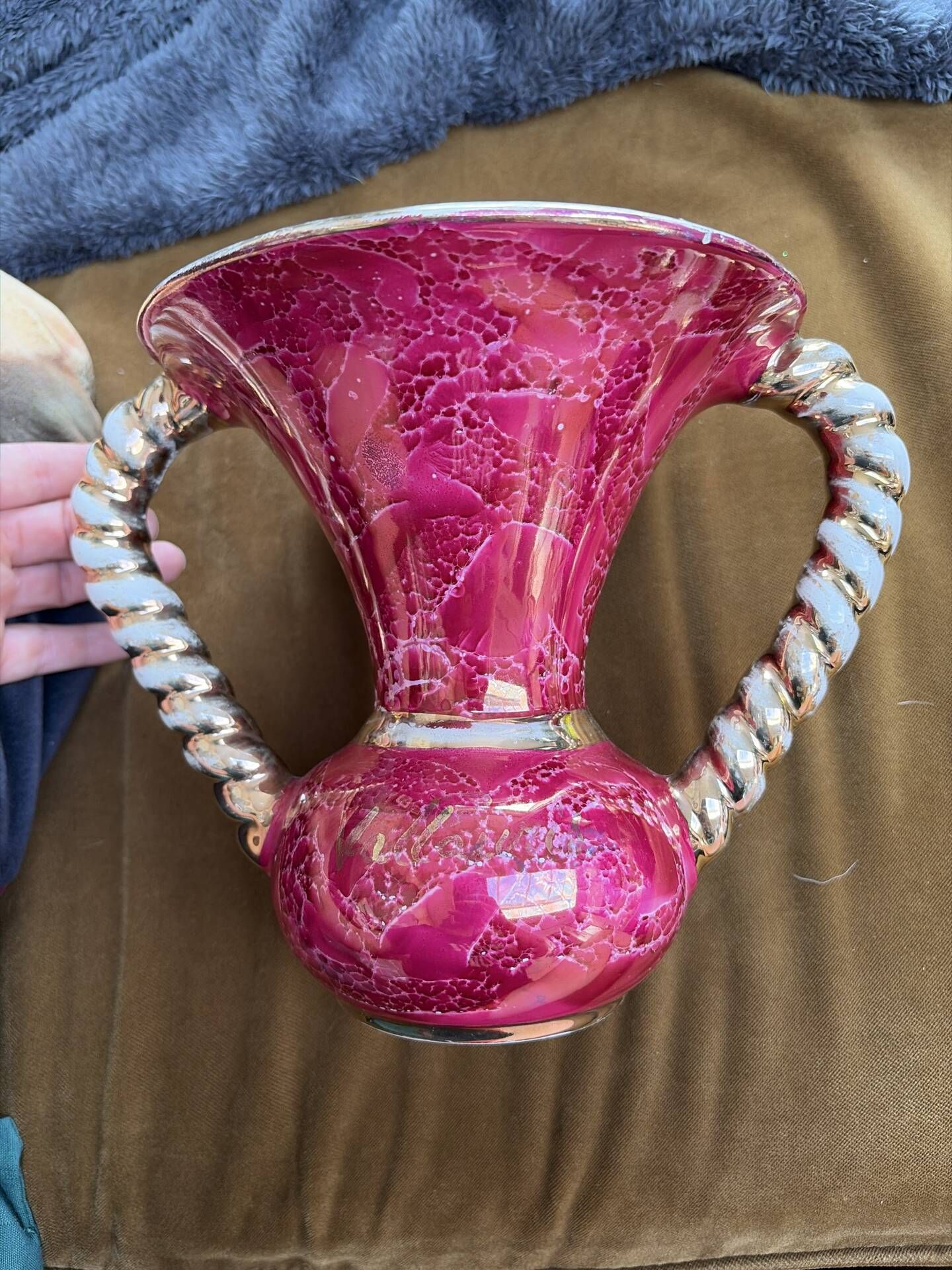 Twisted vase Vallauris rose gold vintage