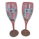 2 champagne flutes Perrier Jouet from the 1980s