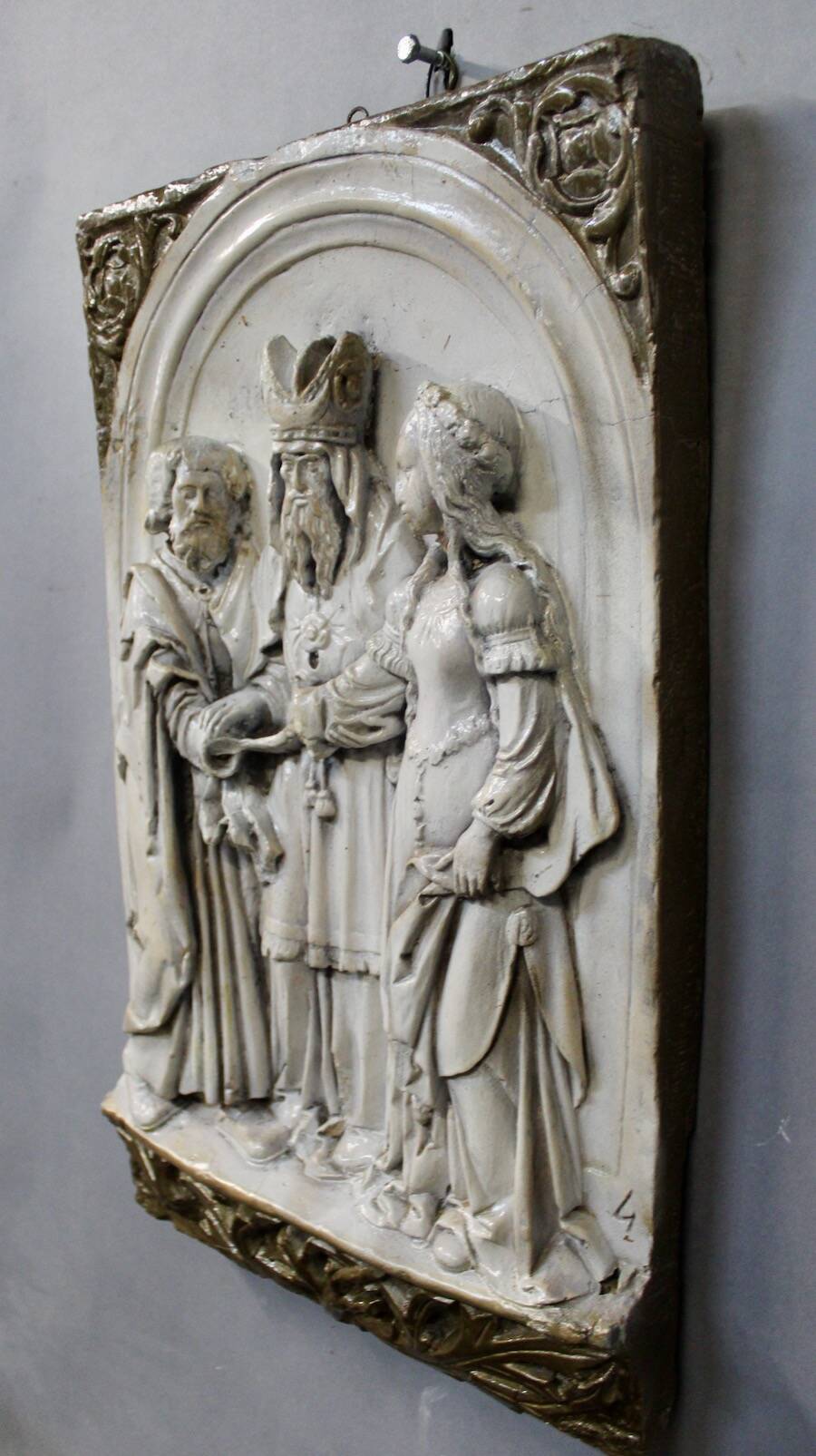 Bas relief religious scene in terracotta