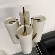 Vintage 1960s Arlus France brass four-light lamp post.
