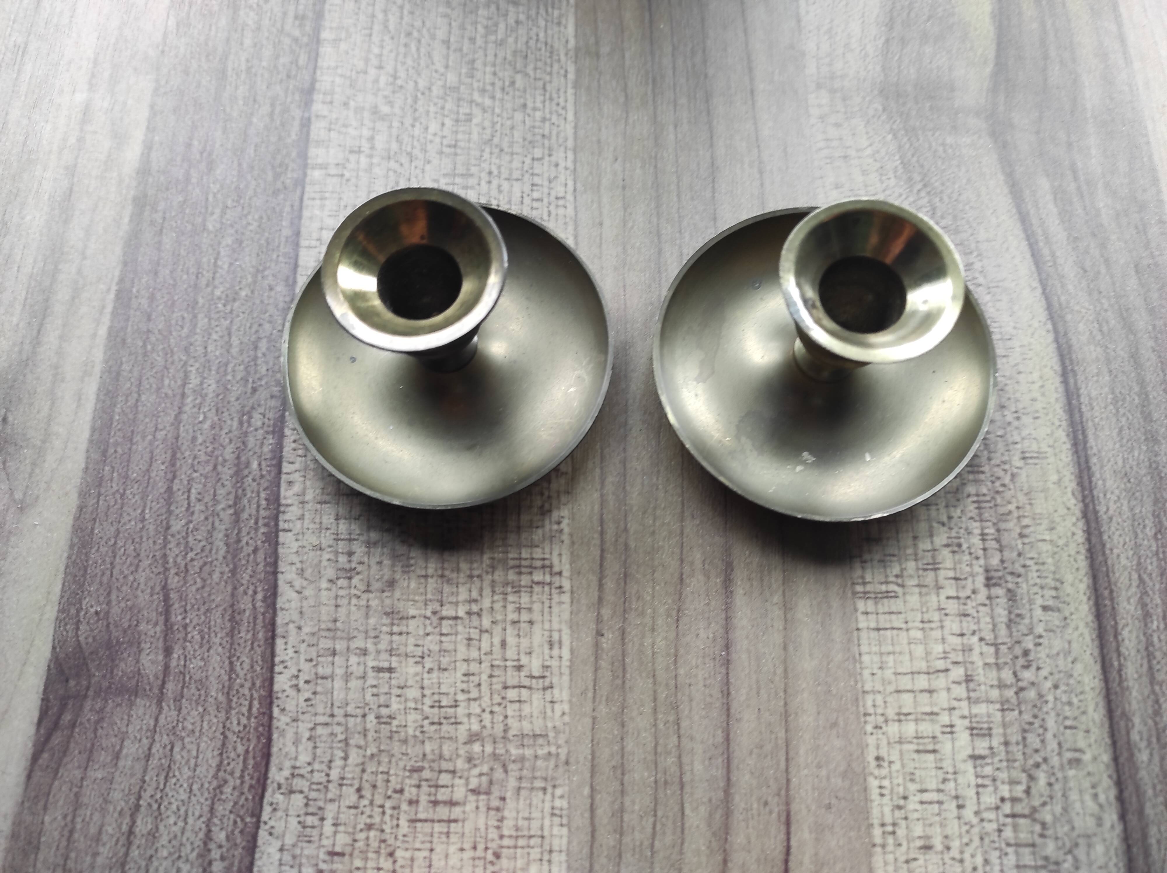 Set of 2 vintage brass mini candle holders