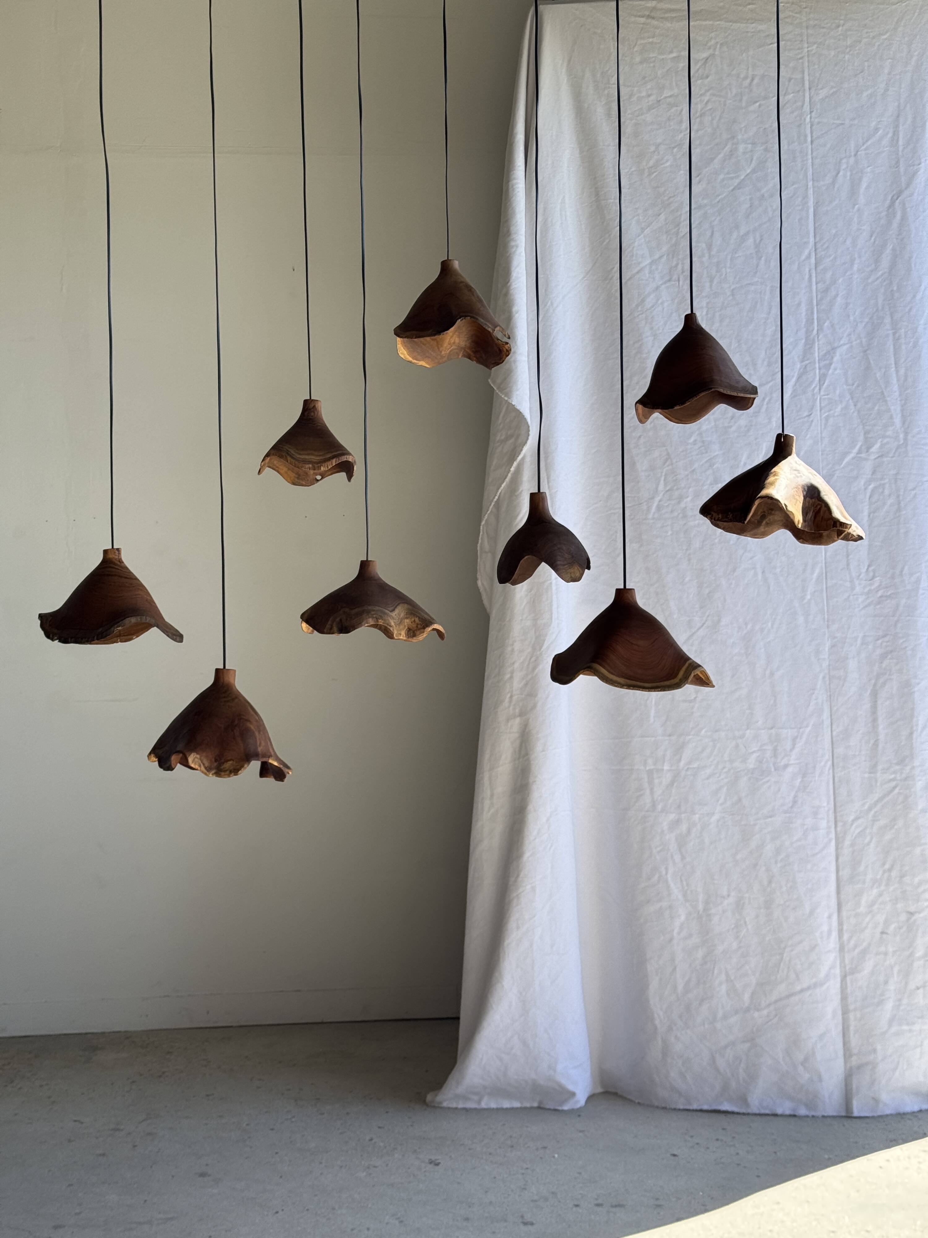 Small suspension in organic teak hat D30 H20